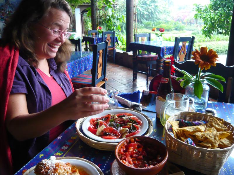 P1000700.JPG - The food at Quinta de Las Flores was always great. We discovered Gallo and Dorada beer and wonderful Guatemalan coffee.