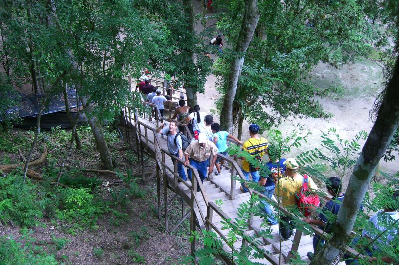 CIMG5113.JPG - To get to the top of the larger temples, wooden starways were built. These seemed, at times, less safe than just scurrying up the hillside.